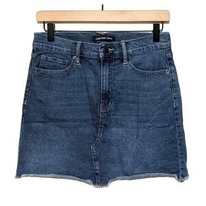 Calvin Klein Jeans Womens Mini Denim Jean Skirt Size 27 Medium Wash Blue Cotton
